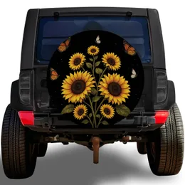 Seven Sunflowers And Monarch Butterflies For Camping, Road Trips And Garden Lovers Spare Tire Cover