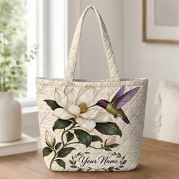 Magnolia Hummingbird Floral Carryall For Work Travel And Southern Garden Daily Style Quilted Tote Bag