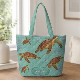 Sea Turtle Ocean Travel Companion for Beach Days, Marine Life Lovers and Gift Giving Quilted Tote Bag