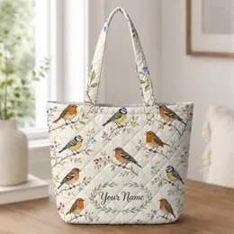 Woodland Birds And Botanical Branches For Everyday Carry, Travel And Women’s Gifts Quilted Tote Bag