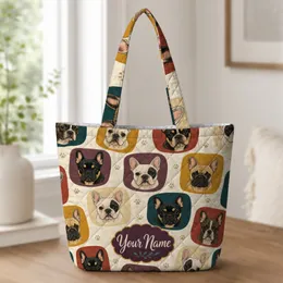 French Bulldog Color Block Mosaic Pet Lover Everyday Gift for Dog Moms and Women Quilted Tote Bag