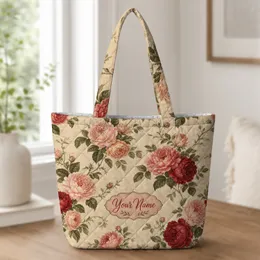 Vintage Garden Rose And Peony Florals For Everyday Carry And Thoughtful Gifts For Her Quilted Tote Bag