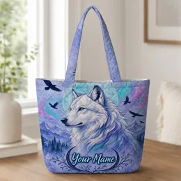 Arctic Wolf Moon And Ravens For Mystic Travel And Everyday Adventure Lovers Gift Quilted Tote Bag