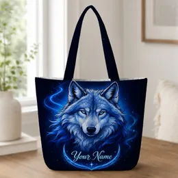 Mystical Arctic Wolf Aurora Carryall for Travel, Gym, Work, and Weekend Adventures Quilted Tote Bag