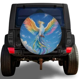 Colorful Phoenix Bird Blue Sky Camping Road Trip Outdoor Adventure For SUV Owners Spare Tire Cover