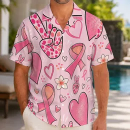 Pink Hearts Peace Signs And Ribbons For Summer Resort Vacations And Beach Parties Hawaiian Shirt