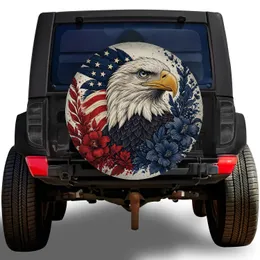 Bald Eagle Patriotic Floral Emblem for American Road Trips and Outdoor Travel Lovers Spare Tire Cover