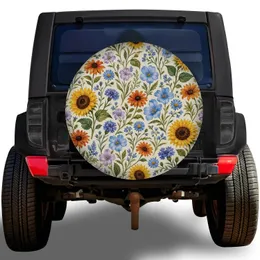 Watercolor Wildflower Meadow for Camping Adventures and Outdoor Garden Loving Drivers Spare Tire Cover