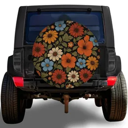 Retro Wildflower Botanical For Boho Road Trips And Vintage Style Drivers Spare Tire Cover