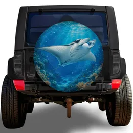 Manta Ray Ocean Reef Adventure Style For Marine Life Lovers And Beach Travel Vehicles Spare Tire Cover
