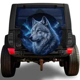 Arctic Wolf Celestial Night Art For Off Road Adventure And Winter Wildlife Lovers Spare Tire Cover