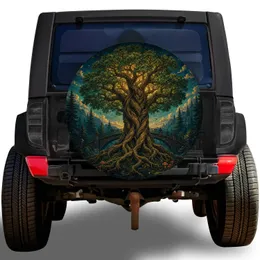 Ancient Oak And Stone Bridge Fantasy Forest For Jeep Camping And Woodland Lovers Spare Tire Cover