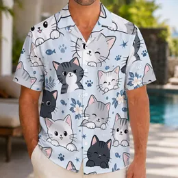 Cute Black And White Cats With Plumeria For Beach Vacations And Summer Cat Lovers Hawaiian Shirt