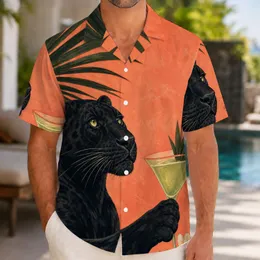 Black Panther Martini Tropical Resort Nightwear For Beach Vacation And Cocktail Parties Hawaiian Shirt