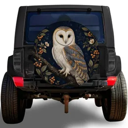 Barn Owl With Berry Branches For RV Camping Adventures And Nature Loving Travelers Spare Tire Cover