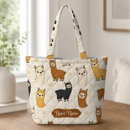 Colorful Alpaca Animal Lover Carryall For Shopping, Beach Days, Travel And Daily Commutes Quilted Tote Bag