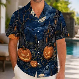 Moonlit Graveyard Jack-O'-Lantern Bats For Halloween Parties And Gothic Costume Fans Hawaiian Shirt