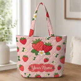 Strawberry Blossom Garden Carryall for Picnics, Market Trips, School and Daily Errands Quilted Tote Bag