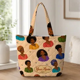 Colorful Black Women Portraits for Everyday Travel, Work, and Sisterhood Gift Giving Quilted Tote Bag