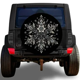 Ornate Victorian Snowflake Medallion for Winter Road Trips and Gothic SUV Style Spare Tire Cover