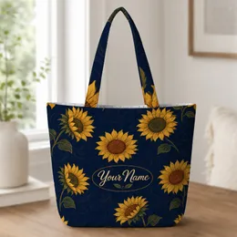 Midnight Navy Sunflowers for Everyday Errands, Market Trips and Thoughtful Gifts for Her Quilted Tote Bag