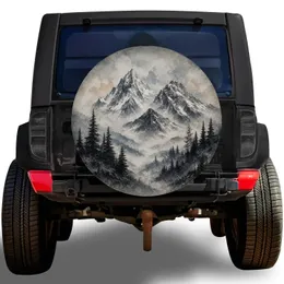 Snow Capped Mountain Forest Landscape for Off Road Camping and Wilderness Travel Spare Tire Cover