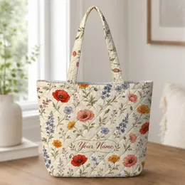 Wildflower Poppy Meadow Floral For Weekend Market Days And Garden Lover Thoughtful Gift Ideas Quilted Tote Bag
