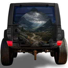 Stormy Alpine Valley Mountain Scenery For Camping Adventures And Off Road SUV Travel Spare Tire Cover