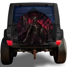 Spartan Warrior Crimson Battle Scene for Off-Road SUV Adventure Drivers Spare Tire Cover