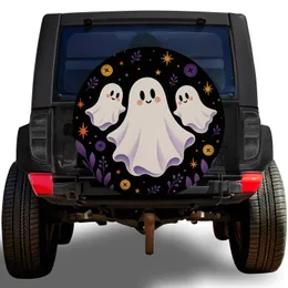 Cute Ghost Family Halloween Decor for SUVs, Campers and Autumn Road Trip Adventurers Spare Tire Cover