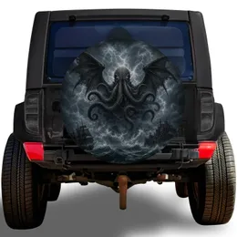 Colossal Winged Kraken Storm Scene For Gothic Fantasy Ocean Adventure Vehicle Trips Spare Tire Cover