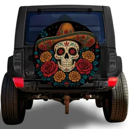 Dia De Muertos Sugar Skull Sombrero Roses For Road Trips And Festival Travel Lovers Spare Tire Cover