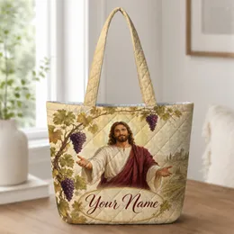Jesus Vineyard Christian Faith Travel Gift for Church, Bible Study, and Weekend Getaways Quilted Tote Bag