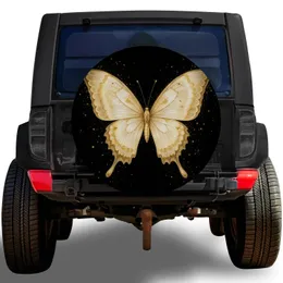 Ivory Gold Butterfly On Black For Night Driving And Gothic Nature Lovers Gift Style Spare Tire Cover