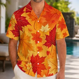 Autumn Maple Leaf Sunset Botanical Resort Style For Vacation Travel And Beach Getaways Hawaiian Shirt