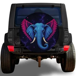 Blue Elephant With Magenta Wings Cosmic Night Adventure Gift For Wildlife Lovers Spare Tire Cover