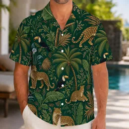 Golden Leopard And Toucan Tropical Jungle Resort Vacation Wear For Men And Travelers Hawaiian Shirt