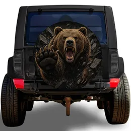 Roaring Grizzly Bear Rock Burst For Rugged Overland Adventures And Wildlife Lovers Spare Tire Cover