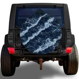 Midnight Blue Aerial Ocean Waves for Coastal Road Trips and Beach Loving Drivers Spare Tire Cover