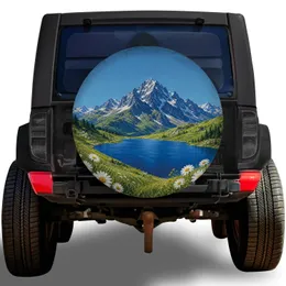 Alpine Mountain Lake And Daisy Meadow For RV Camping And Outdoor Road Trip Lovers Spare Tire Cover