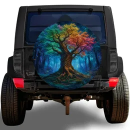 Ancient Rainbow Tree In Mystic Forest For Nature Loving Off Road Adventure Vehicles Spare Tire Cover