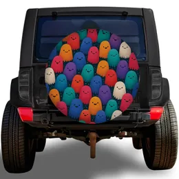 Colorful Forest Sprite Smiley Faces For Cheerful Camping And Adventure Vehicles Spare Tire Cover