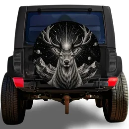 Majestic Stag Under Starry Mountains For Camping And Outdoor Adventure Travel Lovers Spare Tire Cover