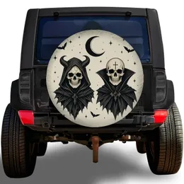 Gothic Skull Moon And Bat Art For Halloween Road Trips And Dark Fantasy Car Drivers Spare Tire Cover