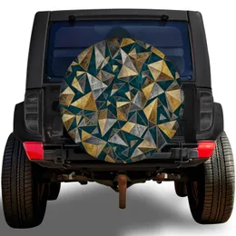 Metallic Gold And Silver Geometric Mosaic For Modern SUV Road Trip Adventure Style Spare Tire Cover