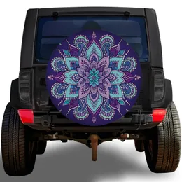 Boho Floral Mandala Violet Lotus For RV Camping Road Trip Adventure Lovers Spare Tire Cover