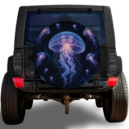Bioluminescent Jellyfish Galaxy Night Sky For RV Camping And Road Trip Adventures Spare Tire Cover
