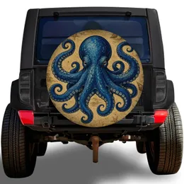 Vintage Blue Octopus Nautical Ocean Adventure Style for RV Trailer Road Travelers Spare Tire Cover