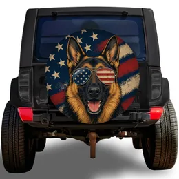 German Shepherd American Flag Aviator Sunglasses For Patriotic Road Trips And Camping Spare Tire Cover