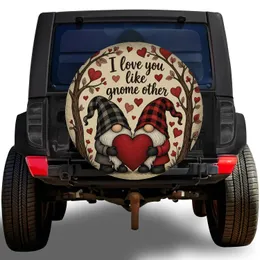 Rustic Gnome Couple With Heart Tree Valentine Gift for RV Camper Road Travel Lovers Spare Tire Cover